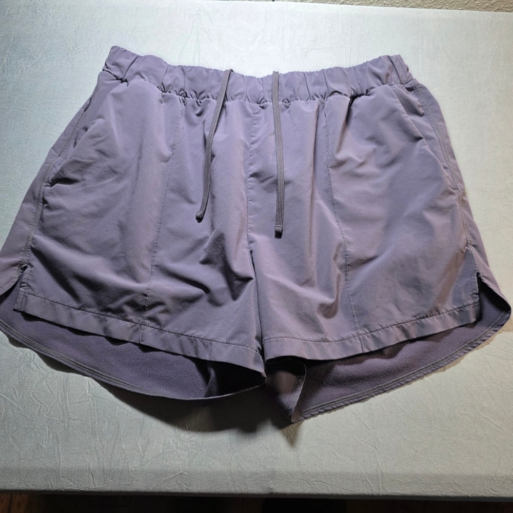 Zella‎ Womens High Rise Athletic Shorts Purple Elastic Drawstring Pockets Size L